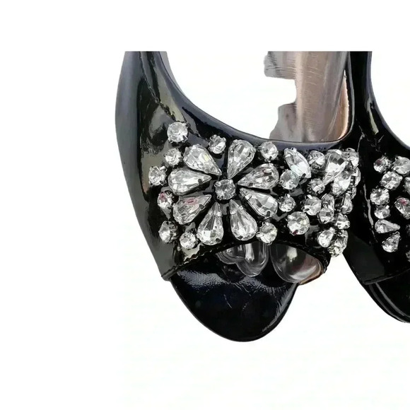ADRIENNE VITTADINI GEM STUDDED BLACK PATENT LEATHER WOMEN KODY BALLET F… - Picture 10 of 11